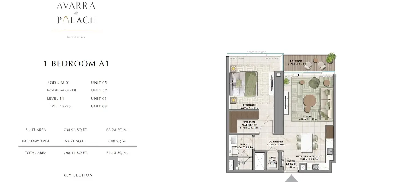 1 BR floor plan