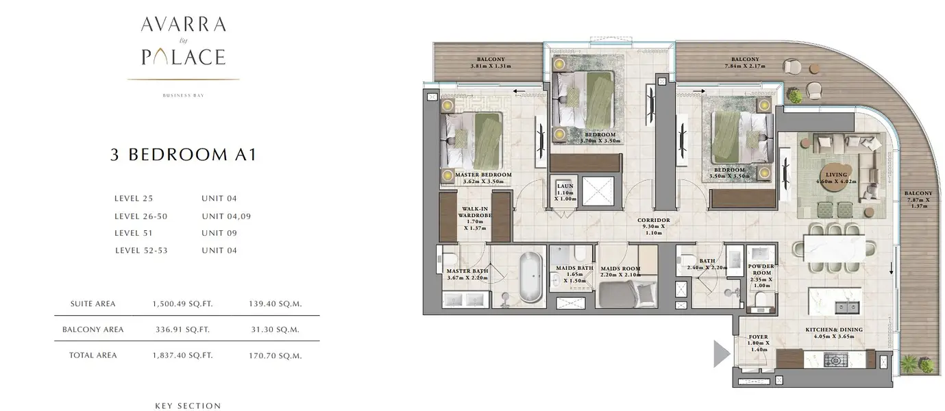 3 BR floor plan