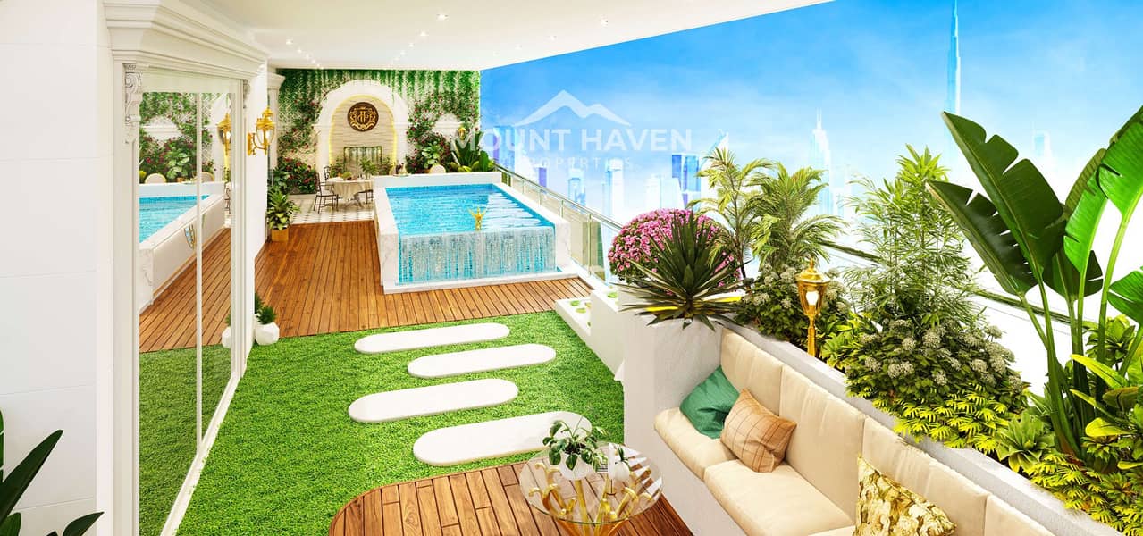 1BHK with Private Pool | Science Park View | Dubai Skyline View