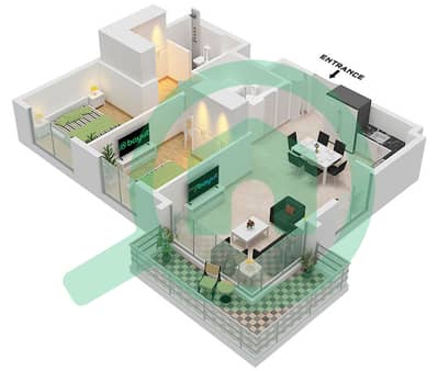 The Cove II Building 4 - Plano de planta de 2 habitaciones Apartamento Unidad 1 FLOOR 1-22