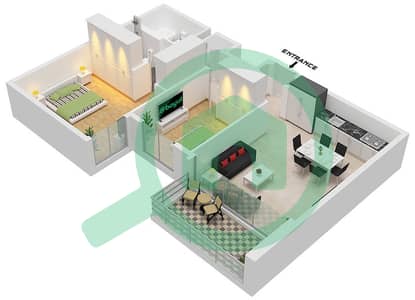 The Cove II Building 4 - Plano de planta de 2 habitaciones Apartamento Unidad 8 FLOOR 2-9