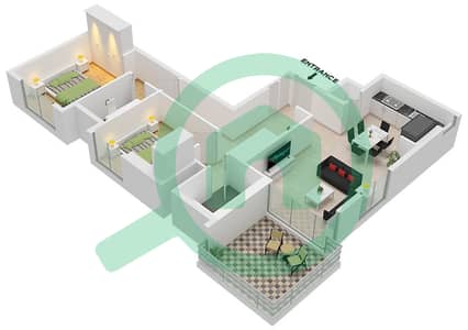 The Cove II Building 4 - Plano de planta de 2 habitaciones Apartamento Unidad 4 FLOOR 10-22