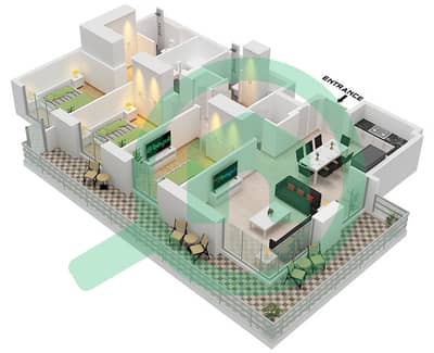 The Cove II Building 4 - Plano de planta de 3 habitaciones Apartamento Unidad 7 FLOOR 1