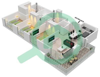 The Cove II Building 4 - Plano de planta de 3 habitaciones Apartamento Unidad 7 FLOOR 2-9