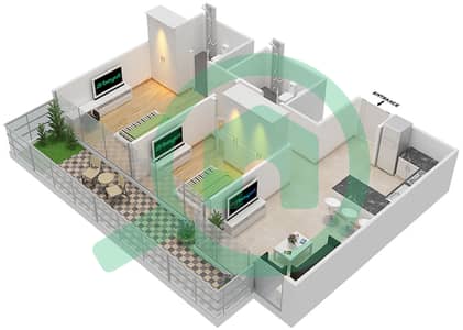 阿齐兹里维埃拉21号楼 - 2 卧室公寓类型／单位1B / 10 FLOOR 6戶型图