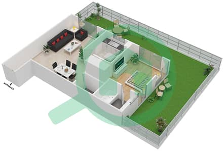 المخططات الطابقية لتصميم النموذج OT01 شقة 1 غرفة نوم - مرتفعات بلاتسيو