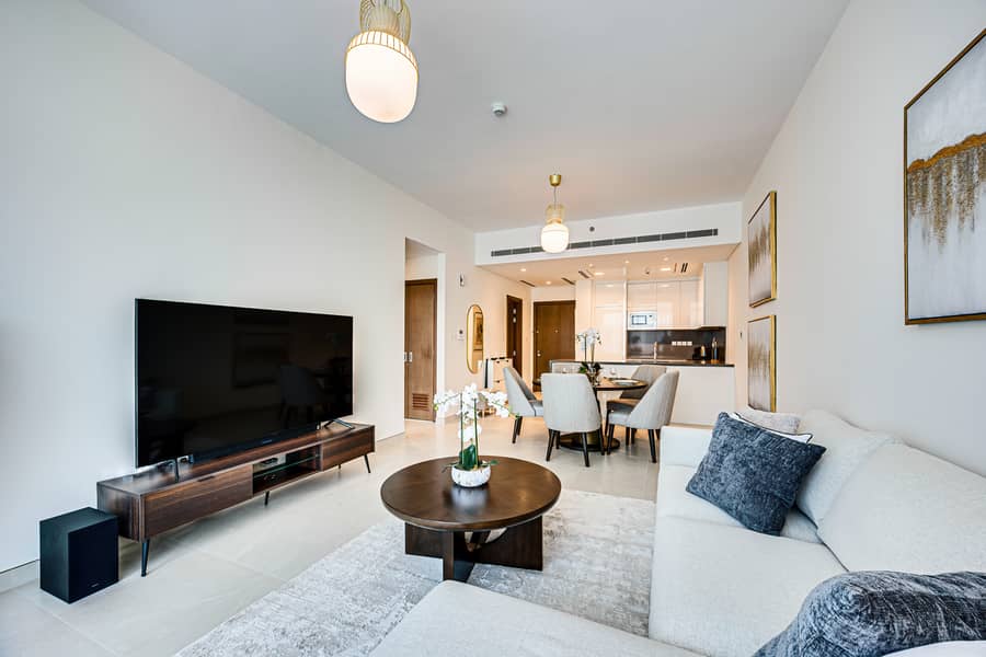 New 1 bedroom in Al-Wasl offering a serene canal-side setting