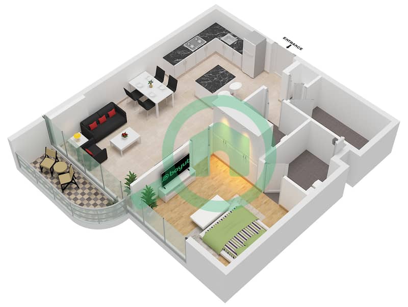 Type 3 Unit 9 Floor 5 Altia One - 1 Bedroom Apartment Type/unit 3 / UNIT 9 FLOOR 5 Floor plan Type 3 Unit 9 Floor 5 interactive3D
