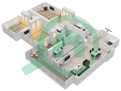 Bahwan Tower - 3 Bed Apartments Unit 7 / Floor 2-12,14-16 Floor plan