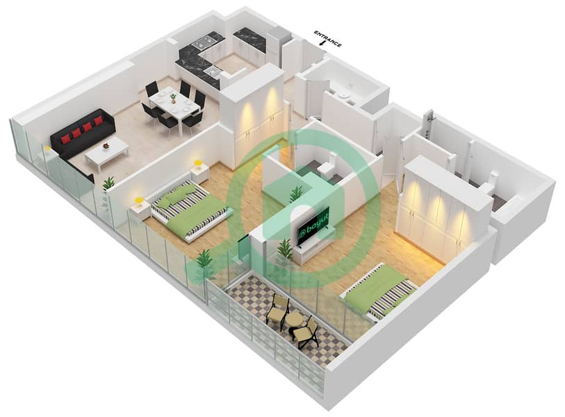 Type 1A Unit 5 Floor 1
Unit 8 Floor 2,8-12
Unit 9 Floor 3-7 South Living - Plano de planta de 2 habitaciones Apartamento Tipo/unidad 1A/UNIT 5,8,9 FLOOR 1-12 Type 1A Unit 5 Floor 1
Unit 8 Floor 2,8-12
Unit 9 Floor 3-7 interactive3D