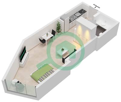 South Living - Plano de planta de Estudio Apartamento Tipo/unidad 1A / UNIT 1 FLOOR 3-7 South Living - Plano de planta de Estudio Apartamento Tipo/unidad 1A / UNIT 1 FLOOR 3-7