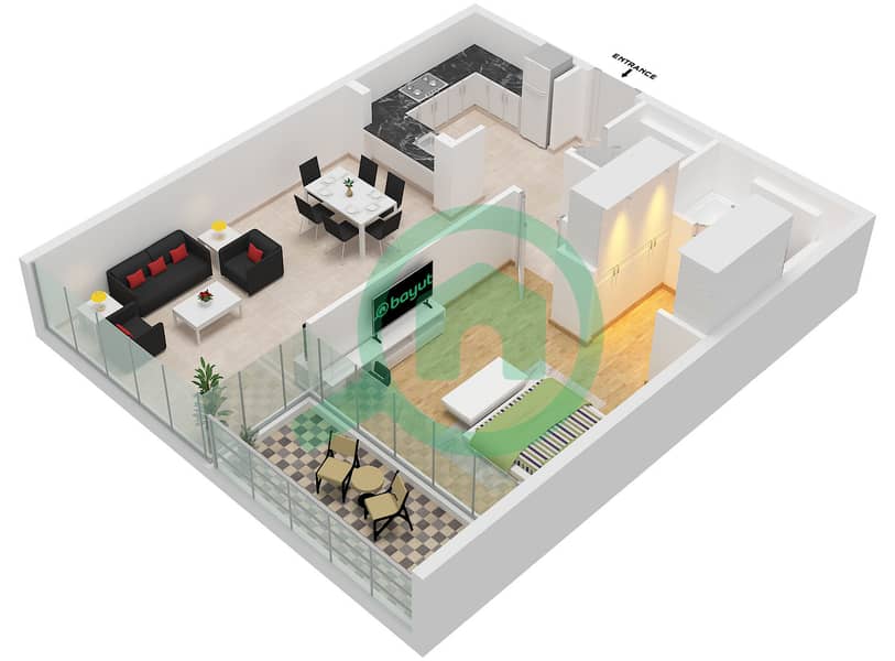 Type 1D Unit 18 Floor 3-7
Unit 17 Floor 8-12 South Living - 1 Bedroom Apartment Type/unit 1D/UNIT 17,18 FLOOR 3-12 Floor plan Type 1D Unit 18 Floor 3-7
Unit 17 Floor 8-12 interactive3D
