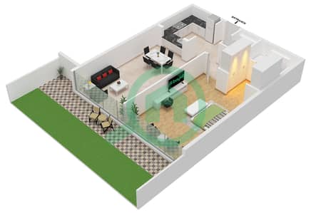 South Living - Plano de planta de 1 habitación Apartamento Tipo/unidad 1G / UNIT 13 FLOOR 2 South Living - Plano de planta de 1 habitación Apartamento Tipo/unidad 1G / UNIT 13 FLOOR 2