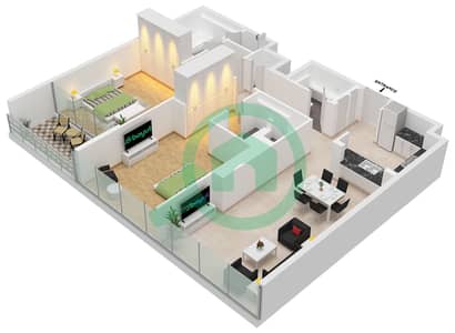 South Living - Plano de planta de 2 habitaciones Apartamento Tipo/unidad 1C / UNIT 2,3 FLOOR 3-12 South Living - Plano de planta de 2 habitaciones Apartamento Tipo/unidad 1C / UNIT 2,3 FLOOR 3-12