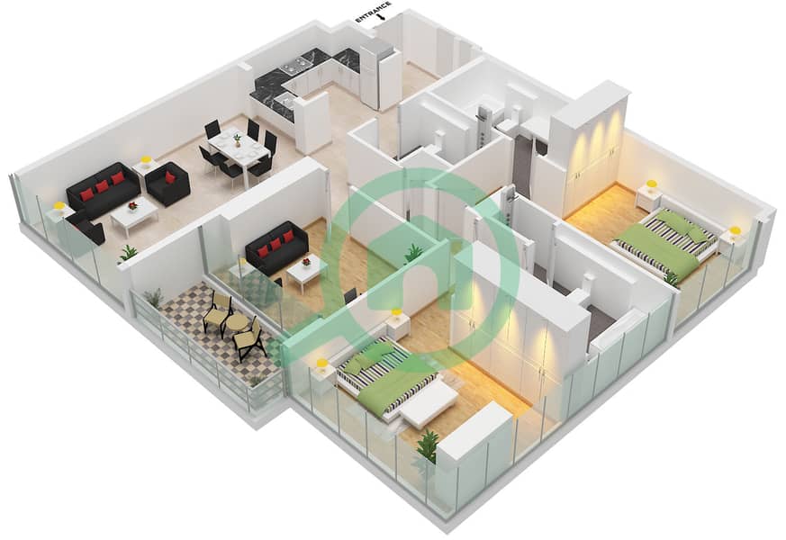 Type 2A Unit 4 Floor 3-7
Unit 3 Floor 8-12 South Living - 2 Bedroom Apartment Type/unit 2A / UNIT 3,4 FLOOR 3-12 Floor plan Type 2A Unit 4 Floor 3-7
Unit 3 Floor 8-12 interactive3D