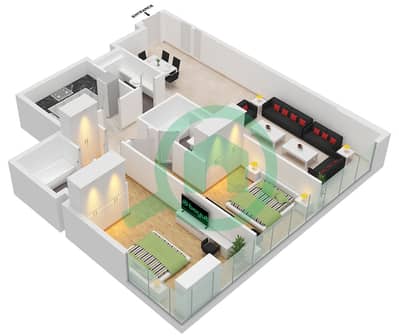South Living - Plano de planta de 2 habitaciones Apartamento Tipo/unidad 4 / UNIT 1 FLOOR 1 South Living - Plano de planta de 2 habitaciones Apartamento Tipo/unidad 4 / UNIT 1 FLOOR 1