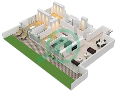 South Living - Plano de planta de 3 habitaciones Apartamento Tipo/unidad 1B / UNIT 12 FLOOR 2 South Living - Plano de planta de 3 habitaciones Apartamento Tipo/unidad 1B / UNIT 12 FLOOR 2