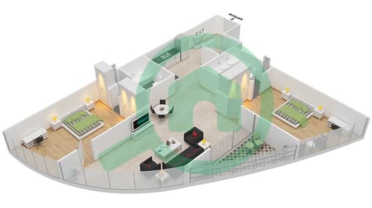 公园塔楼A座 - 2 卧室公寓类型C戶型图