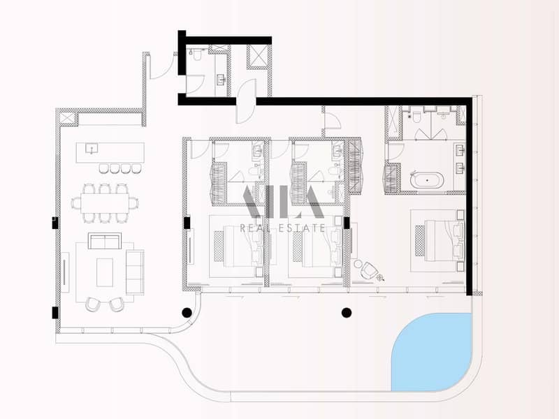 Furnished 3-Bedroom with Private Pool - Image 10