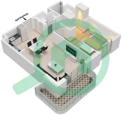 GEM Residences - Plan d’étage de 1 chambre Appartement Type/unité 1A-2 / UNIT 9 FLOOR 1-9 GEM Residences - Plan d’étage de 1 chambre Appartement Type/unité 1A-2 / UNIT 9 FLOOR 1-9