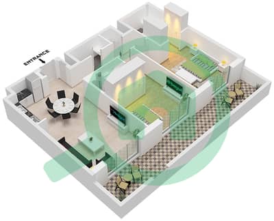 GEM Residences - Plan d’étage de 2 chambres Appartement Type/unité 2A-1 / UNIT 6,8 FLOOR 1 GEM Residences - Plan d’étage de 2 chambres Appartement Type/unité 2A-1 / UNIT 6,8 FLOOR 1
