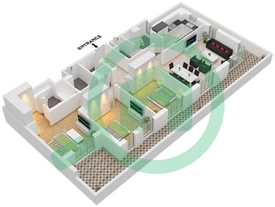 GEM Residences - Plan d’étage de 3 chambres Appartement Type/unité 3A-1 / UNIT 10 FLOOR 1 GEM Residences - Plan d’étage de 3 chambres Appartement Type/unité 3A-1 / UNIT 10 FLOOR 1