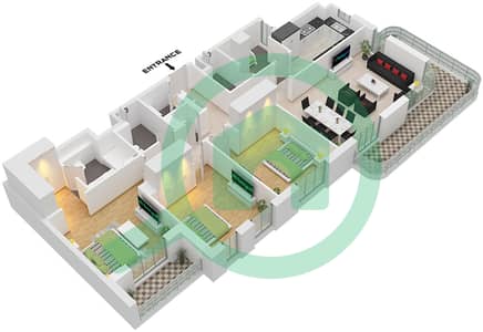 GEM Residences - Plan d’étage de 3 chambres Appartement Type/unité 3A-2 / UNIT 10 FLOOR 2-7 GEM Residences - Plan d’étage de 3 chambres Appartement Type/unité 3A-2 / UNIT 10 FLOOR 2-7