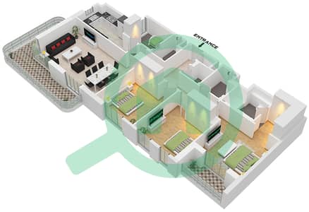 GEM Residences - Plan d’étage de 3 chambres Appartement Type/unité 3B-1 / UNIT 2 FLOOR 2-7 GEM Residences - Plan d’étage de 3 chambres Appartement Type/unité 3B-1 / UNIT 2 FLOOR 2-7
