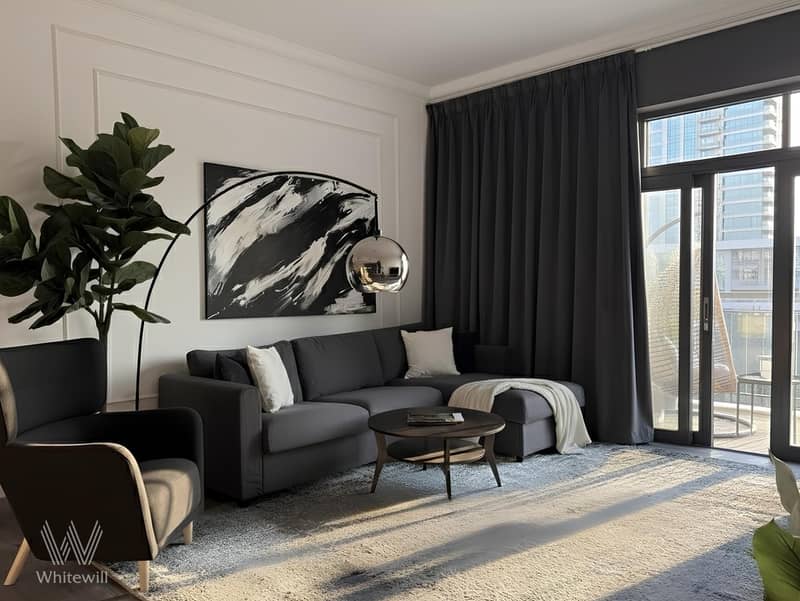 Fully Furnished 1BR + Study with Lake View