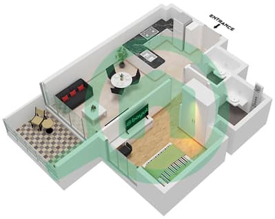 Binghatti Ruby - Grundriss für 1 Schlafzimmer Wohnung Typ 1 Binghatti Ruby - Grundriss für 1 Schlafzimmer Wohnung Typ 1