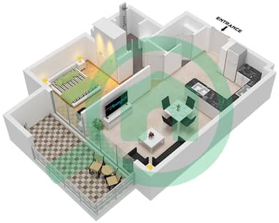 Binghatti Ruby - Grundriss für 1 Schlafzimmer Wohnung Typ 4 Binghatti Ruby - Grundriss für 1 Schlafzimmer Wohnung Typ 4