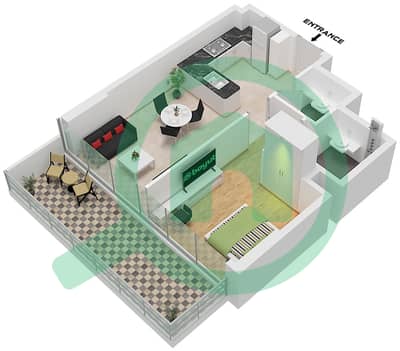Binghatti Ruby - Grundriss für 1 Schlafzimmer Wohnung Typ 1(1) Binghatti Ruby - Grundriss für 1 Schlafzimmer Wohnung Typ 1(1)