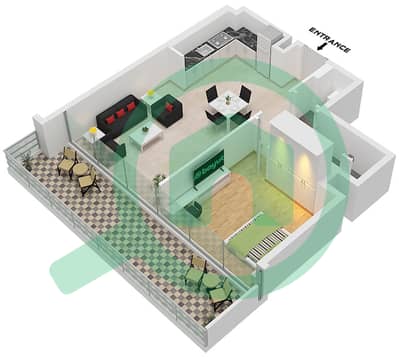 Binghatti Ruby - Grundriss für 1 Schlafzimmer Wohnung Typ 6 Binghatti Ruby - Grundriss für 1 Schlafzimmer Wohnung Typ 6
