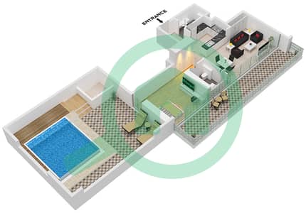 Binghatti Ruby - Grundriss für 1 Schlafzimmer Wohnung Typ 7 Binghatti Ruby - Grundriss für 1 Schlafzimmer Wohnung Typ 7