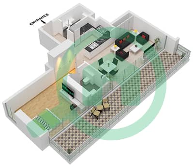 Binghatti Ruby - Grundriss für 1 Schlafzimmer Wohnung Typ 8,1 Binghatti Ruby - Grundriss für 1 Schlafzimmer Wohnung Typ 8,1