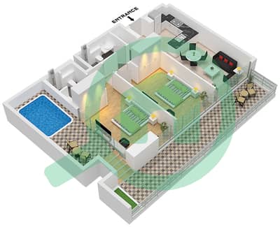 Binghatti Ruby - Grundriss für 2 Schlafzimmer Wohnung Typ 3 Binghatti Ruby - Grundriss für 2 Schlafzimmer Wohnung Typ 3