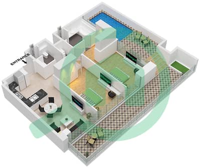 Binghatti Ruby - Grundriss für 2 Schlafzimmer Wohnung Typ 4 Binghatti Ruby - Grundriss für 2 Schlafzimmer Wohnung Typ 4