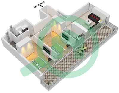 Binghatti Ruby - Grundriss für 2 Schlafzimmer Wohnung Typ 6 Binghatti Ruby - Grundriss für 2 Schlafzimmer Wohnung Typ 6