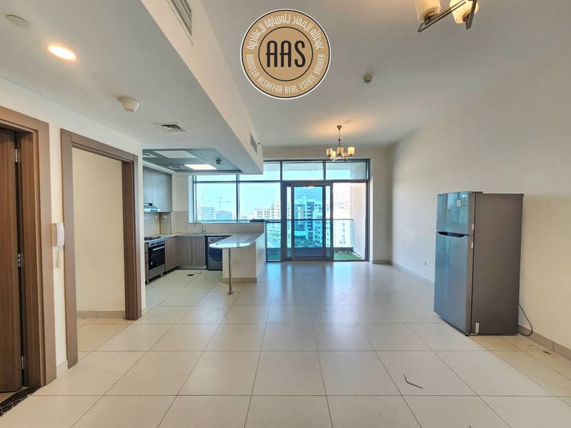 Chiller free luxury 1bhk with open kitchen | rent 80k | all amenities in arjan dubai