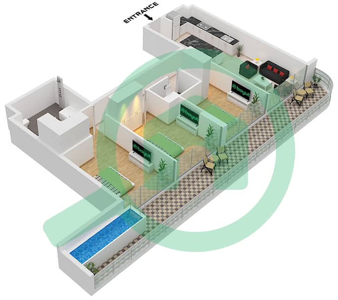 Type A Unit 1 Floor 2,4 Ocean Pearl by SD - 3 Bedroom Apartment Type/unit A / UNIT 1 FLOOR 2,4 Floor plan Type A Unit 1 Floor 2,4 interactive3D