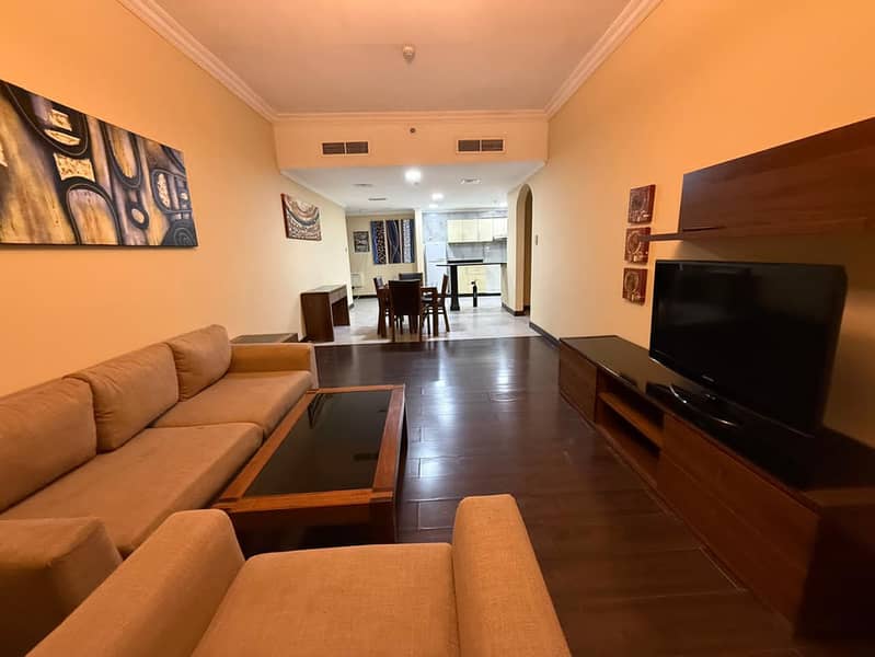 1BHK SPACIOUS FULLY FURNISHED APT CHILLER FREE (GYM POOL PARKING MAINTENANCE FREE)FOR FAMILY PRIME LOCATION