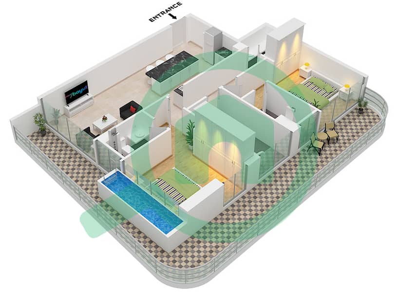 Type A Unit 8 Floor 3,5 Ocean Pearl by SD - 2 Bedroom Apartment Type/unit A / UNIT 8 FLOOR 3,5 Floor plan Type A Unit 8 Floor 3,5 interactive3D
