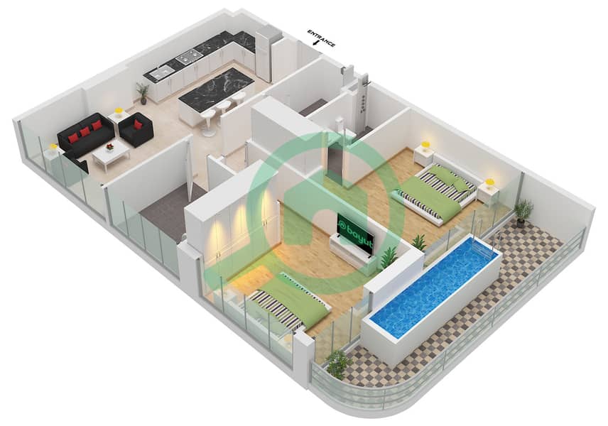 Type A Unit 3 Floor 1 Type B Unit 2 Floor 1 Ocean Pearl by SD - 2 Bedroom Apartment Type/unit A / UNIT 3 FLOOR 1 Floor plan Type A Unit 3 Floor 1 Type B Unit 2 Floor 1 interactive3D