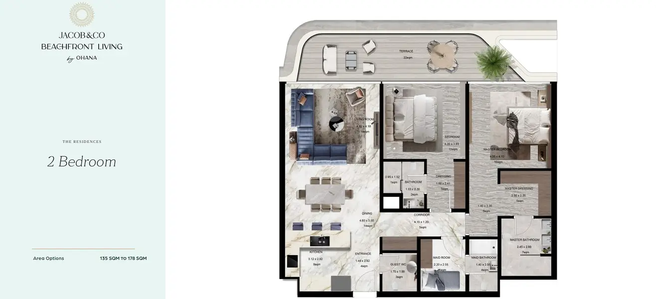 2 BR floor plan