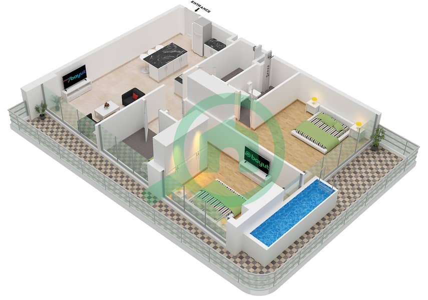 Type B Unit 2 Floor 3,5 Ocean Pearl by SD - 2 Bedroom Apartment Type/unit B / UNIT 2 FLOOR 3,5 Floor plan Type B Unit 2 Floor 3,5 interactive3D