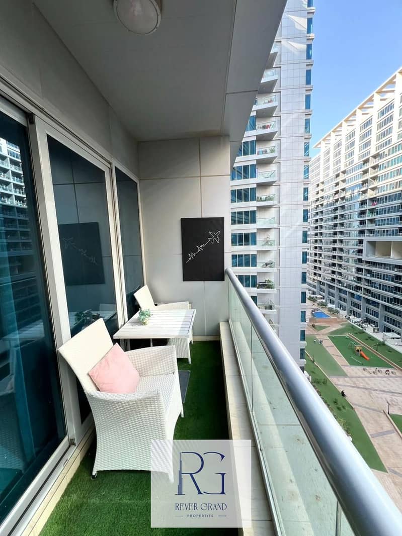 Spacious Fully Furnished 1BR | Modern Open Kitchen | Community View | Balcony |