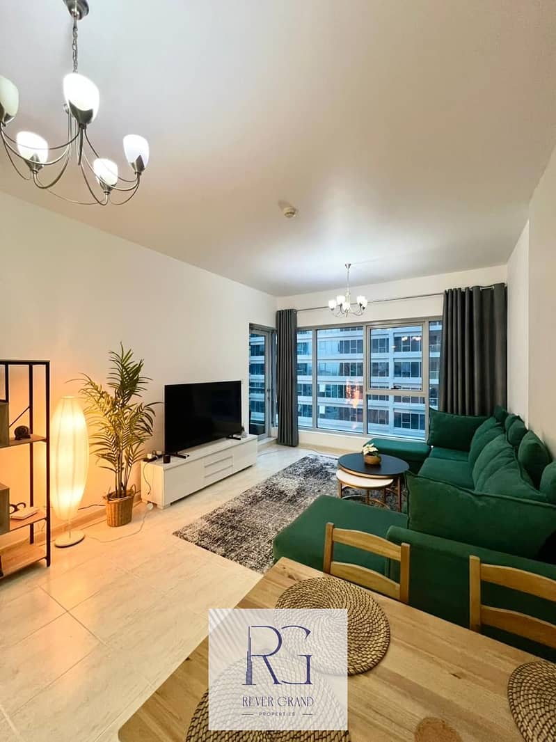 Spacious Fully Furnished 1BR | Modern Open Kitchen | Community View | Balcony |