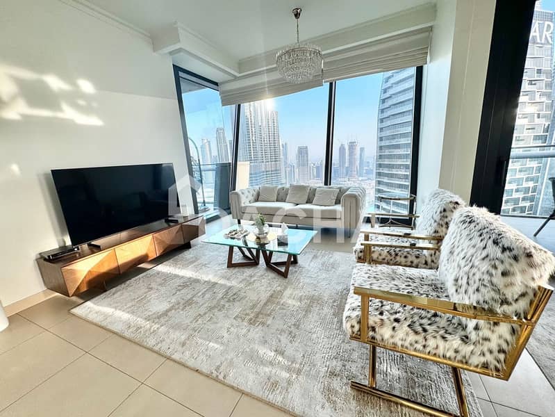 High Floor | Furnished | 3BR+M | Burj Khalifa View