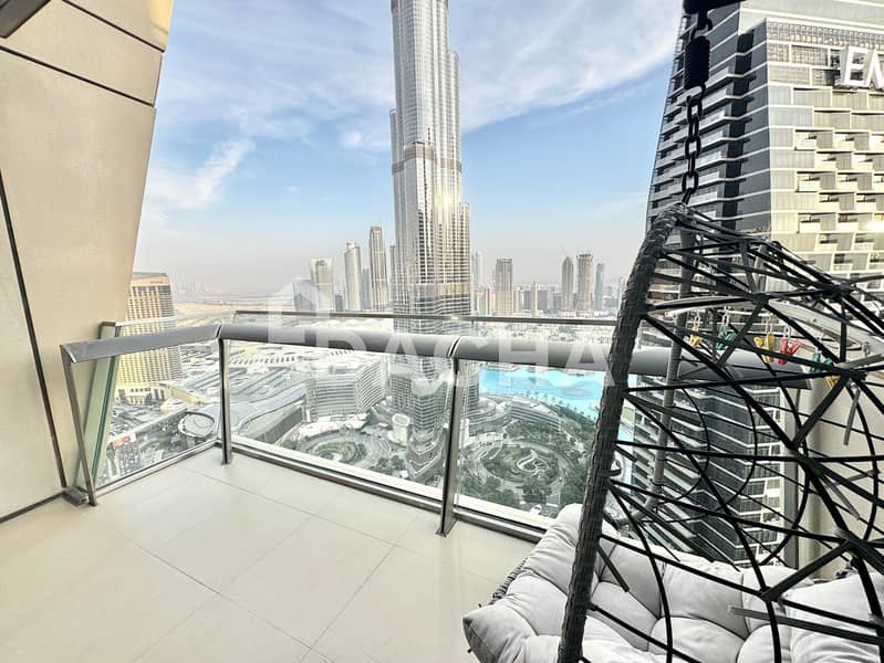 High Floor | Furnished | 3BR+M | Burj Khalifa View
