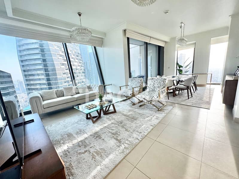 High Floor | Furnished | 3BR+M | Burj Khalifa View